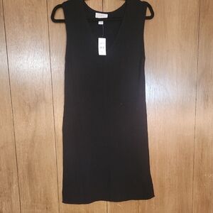 LOFT Black V-Neck Mini Sleeveless Sweater Dress